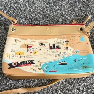 Spartina 449 Texas Map Crossbody Bag - Tan and Blue